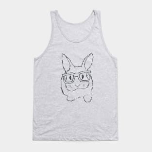 adorable bunny with glasses outline Tank Top